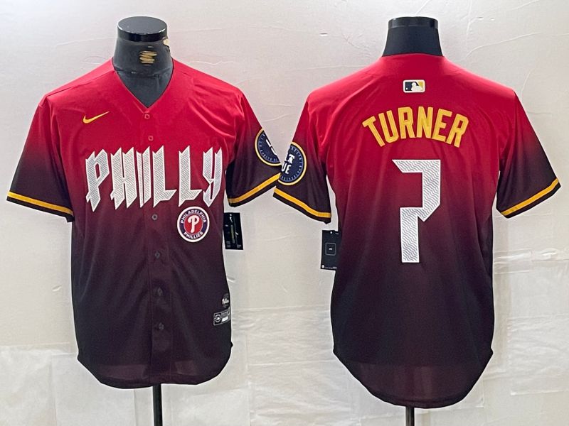 Men Philadelphia Phillies #7 Turner Red City Edition Nike 2024 MLB Jersey style 5